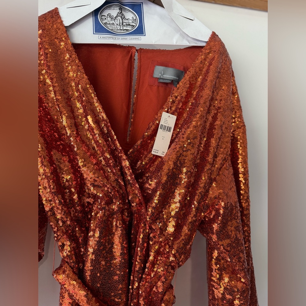 Anthropologie Sequin dress in Shimmering Copper - Picture 2 of 3